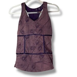 Lululemon Top Purple Sirsa Racerback Logo Mesh Tank Fig‎ Peacock Leaf Size 6